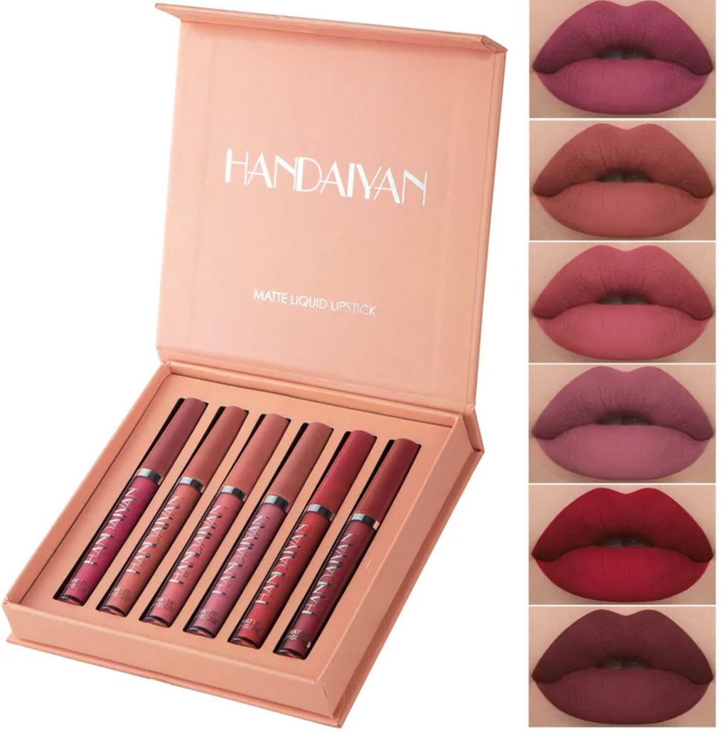 Coffret de 6 Rouges à Lèvres Liquides Mats HANDAIYAN - Longue Tenue et Haute Pigmentation