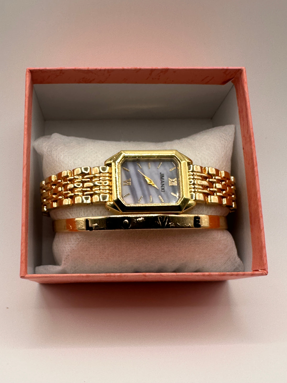 Parure Montre Femme "Élégance Vintage" & Son Bracelet Doré Assorti