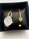 Ensemble Montre et Bracelet Luxe pour Femme - Design Cœur et Cristaux Étincelants